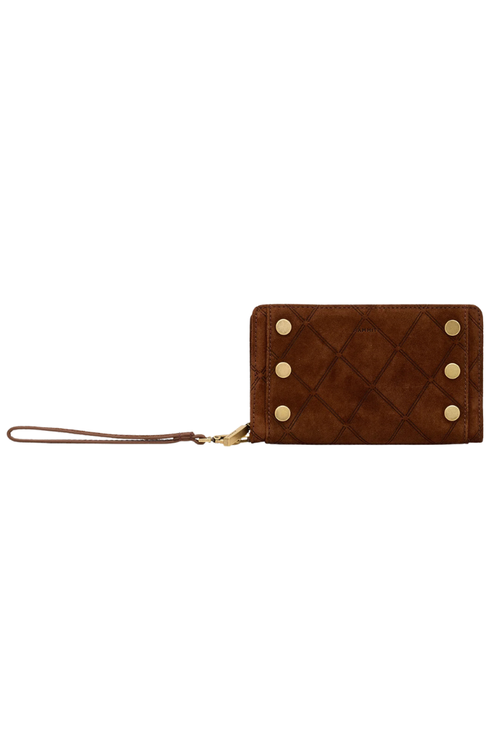 Hammitt Bryant Wallet - Chocolate Diamond Suede/Antique Gold