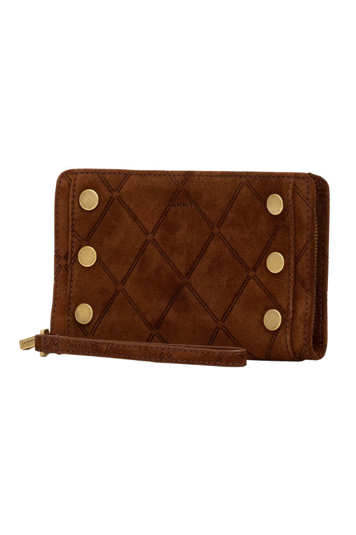 Hammitt Bryant Wallet - Chocolate Diamond Suede/Antique Gold