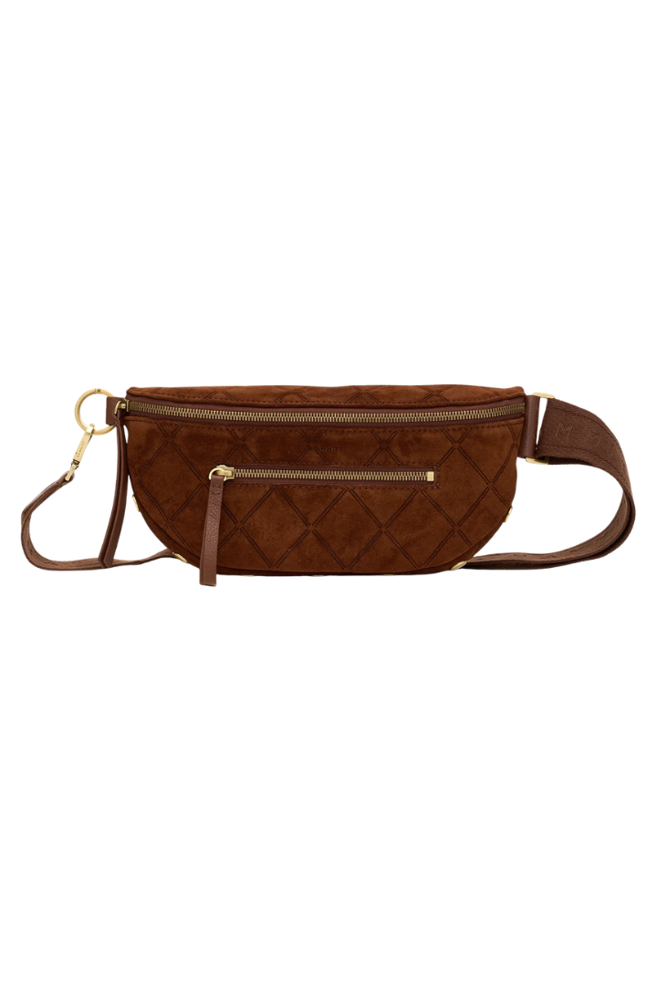 Hammitt Charles Crossbody Med - Chocolate Diamond Suede/Antique Gold