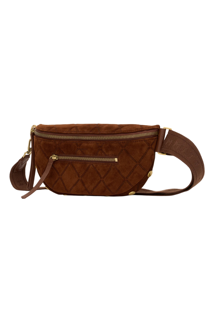 Hammitt Charles Crossbody Med - Chocolate Diamond Suede/Antique Gold