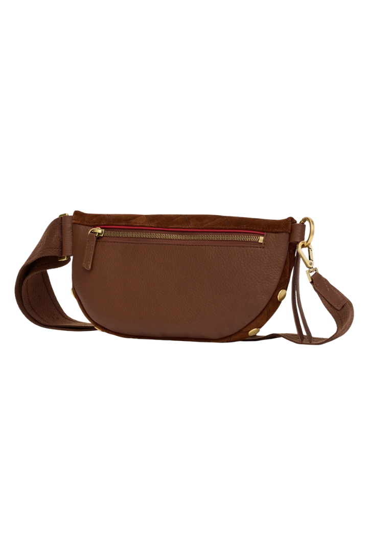 Hammitt Charles Crossbody Med - Chocolate Diamond Suede/Antique Gold