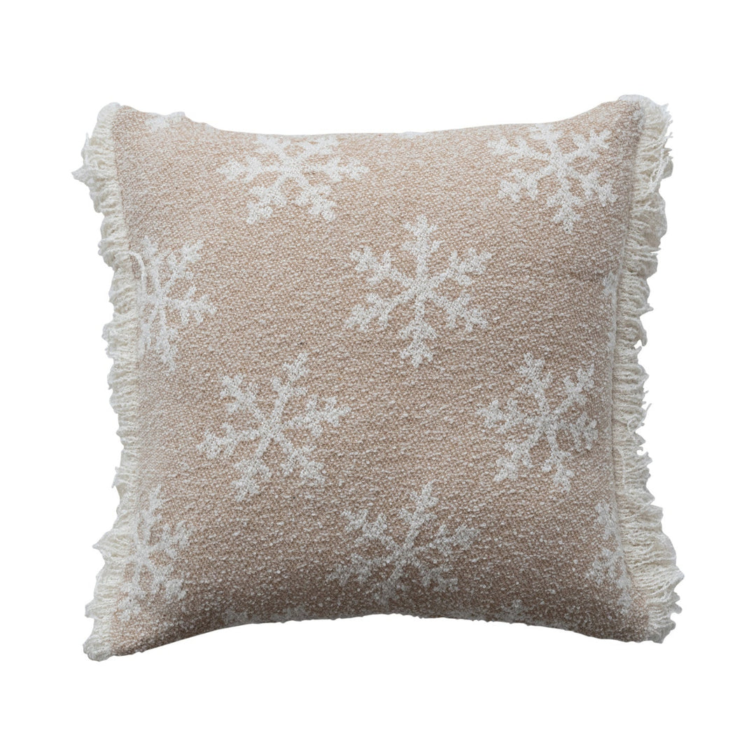 Cozy Snowflake Fringed Pillow