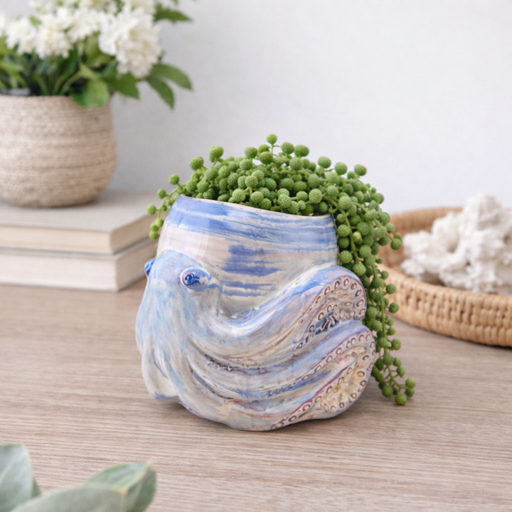 Curious Octopus Stoneware Planter