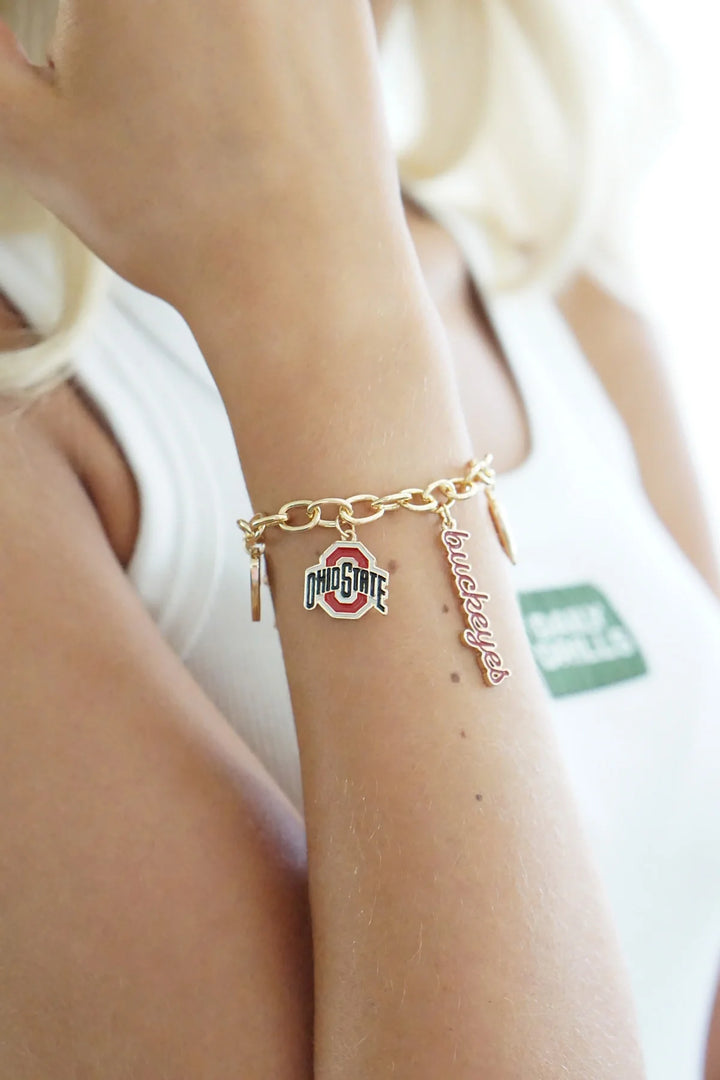 Ohio State Buckeyes Enamel Icons Charm Bracelet