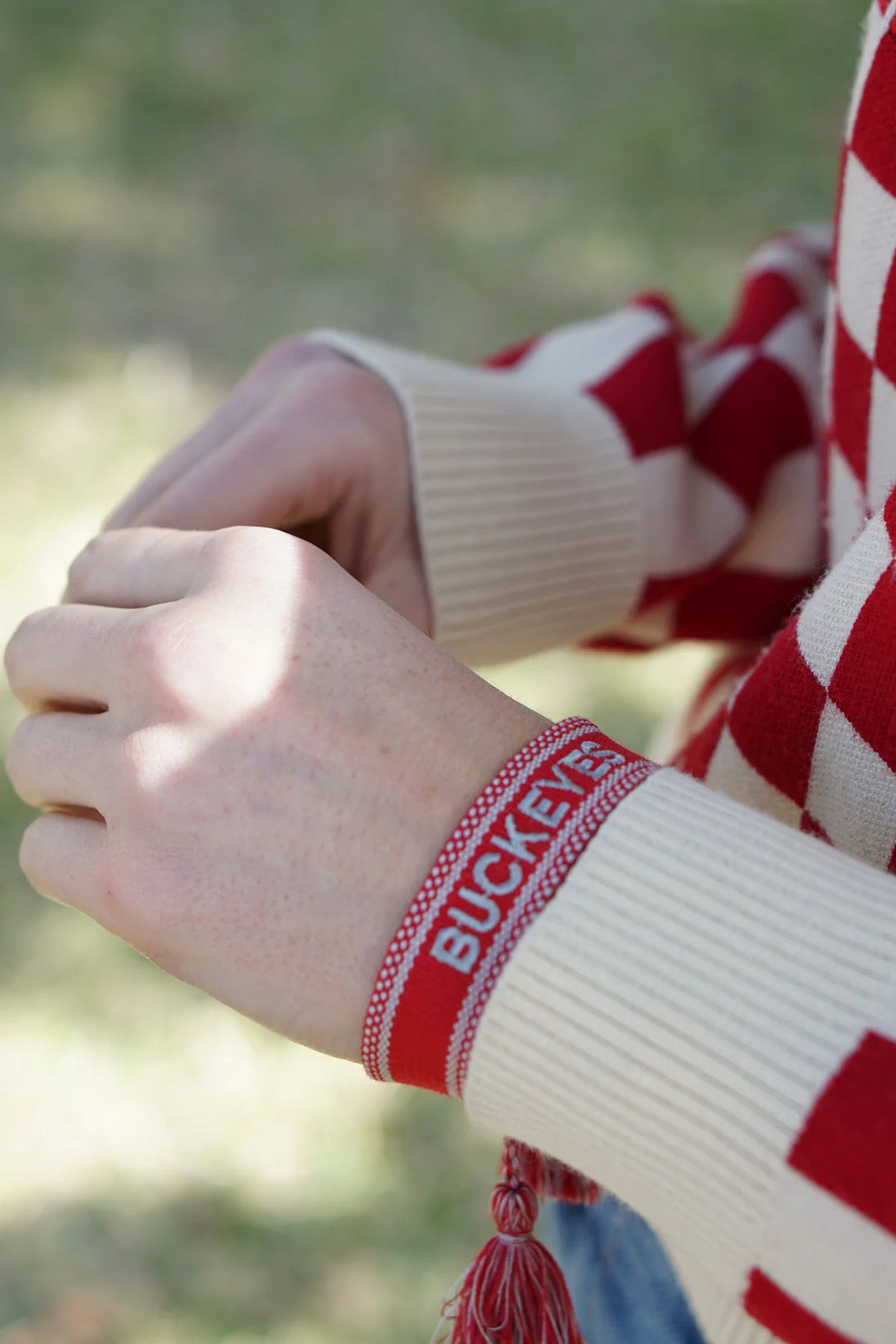 Ohio State Buckeyes Woven Tassel Bracelet