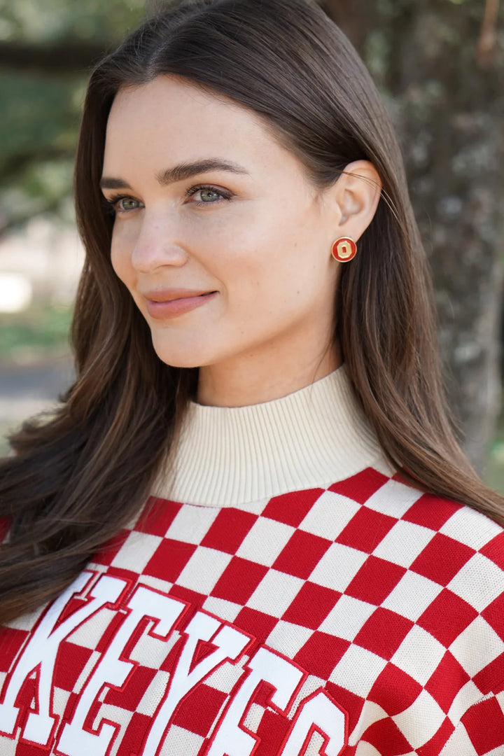 Ohio State Logo Circle Stud Earrings