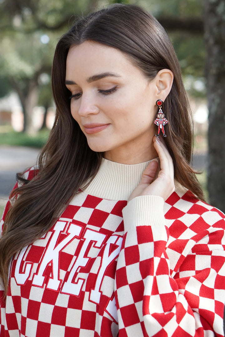 Ohio State Brutus Buckeye Resin Mascot Earring