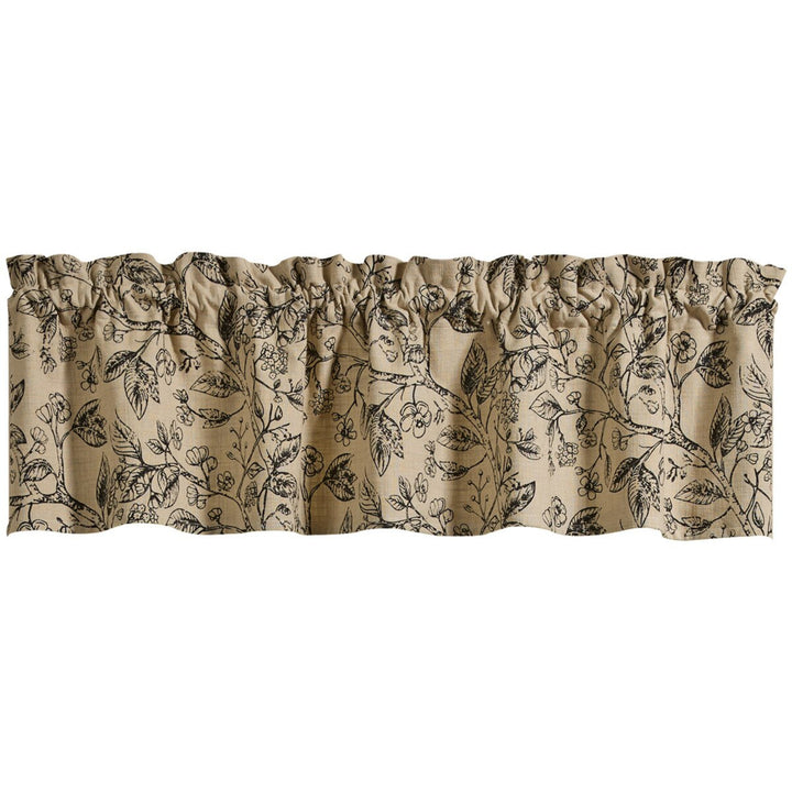 black botanical valance on white background