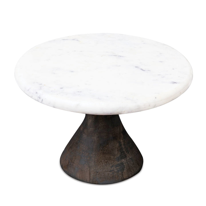 Dark Wood Marble Pedestal
