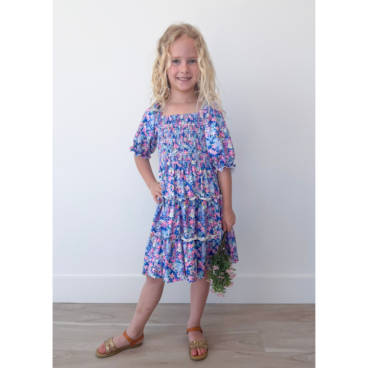 Darling Daisies Girl's Smocked Ruffle Dress