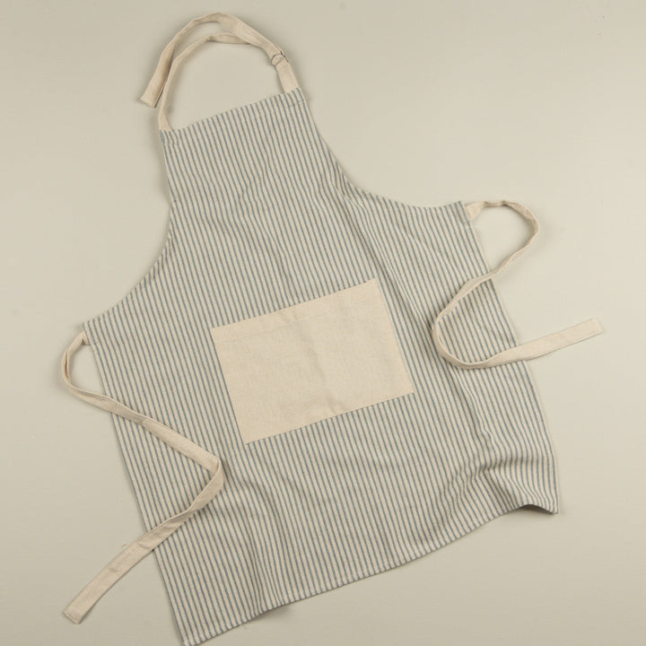 Dusty Blue & Cream Striped Apron
