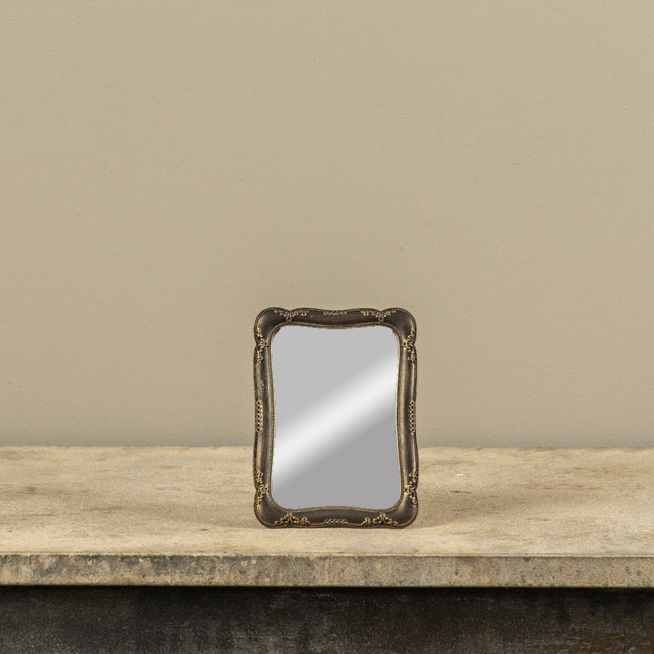Antiqued Brass Mini Tabletop Mirror