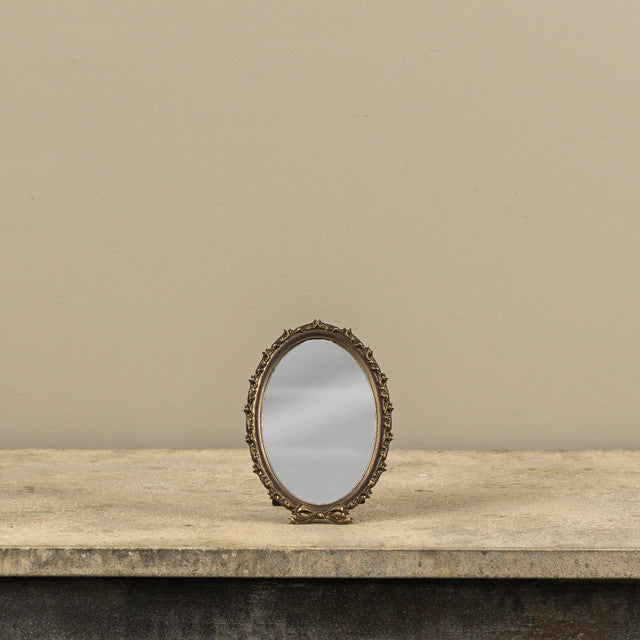 Antiqued Brass Mini Tabletop Mirror