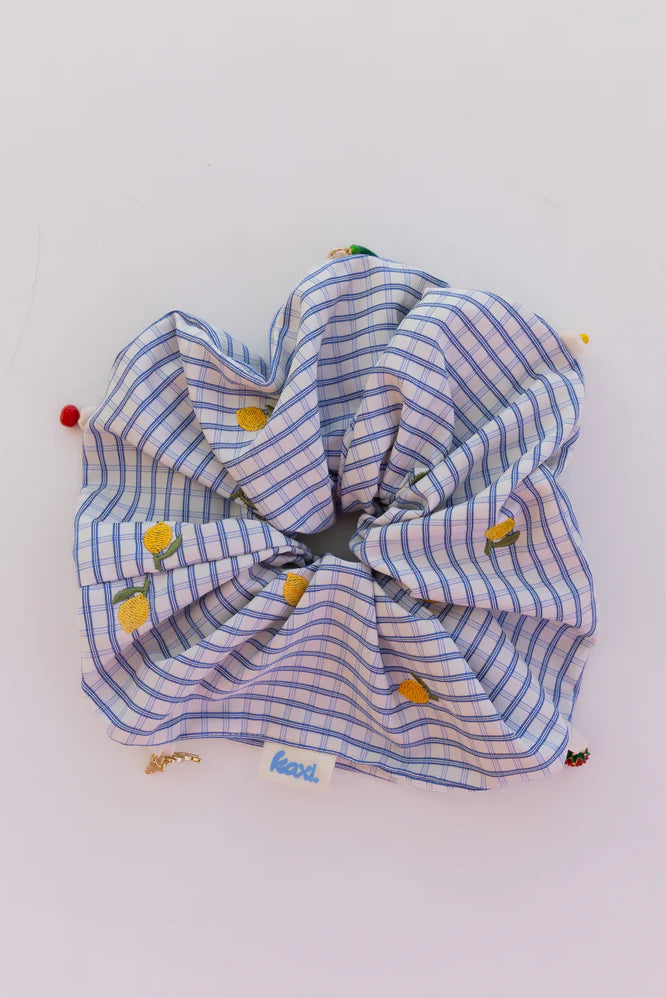 Kaxi Blue Lemon Charm Scrunchie