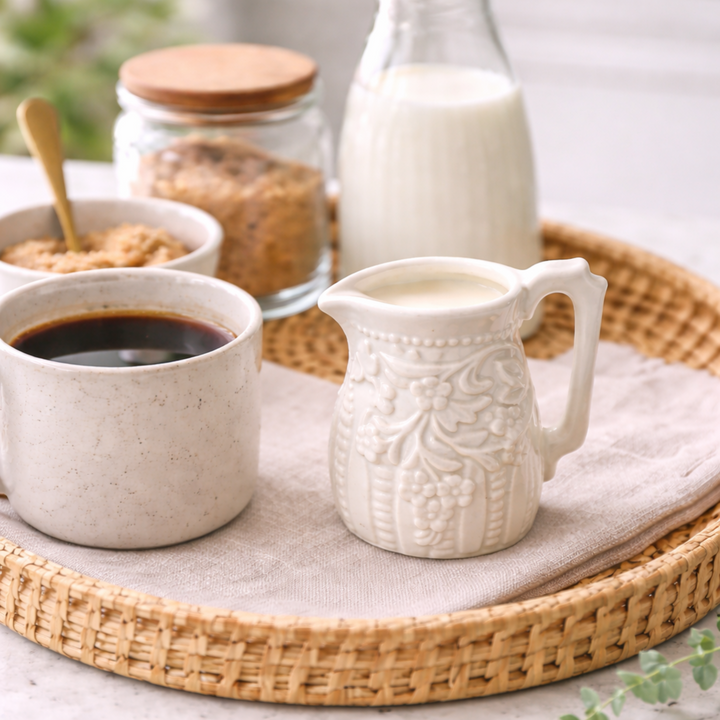 Embossed Vintage Reproduction Stoneware Creamer
