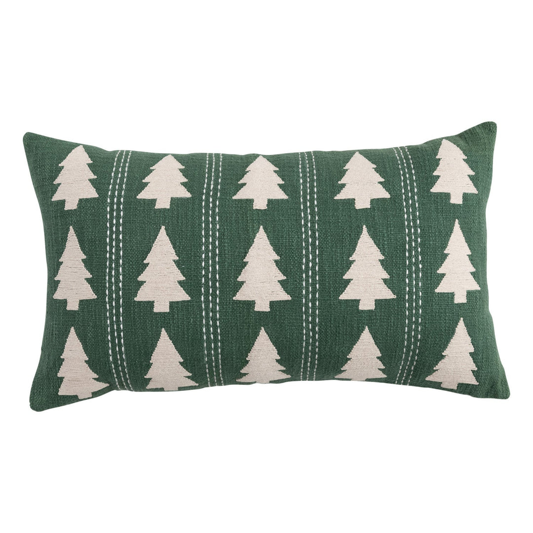 Embroidered Christmas Tree Lumbar Pillow