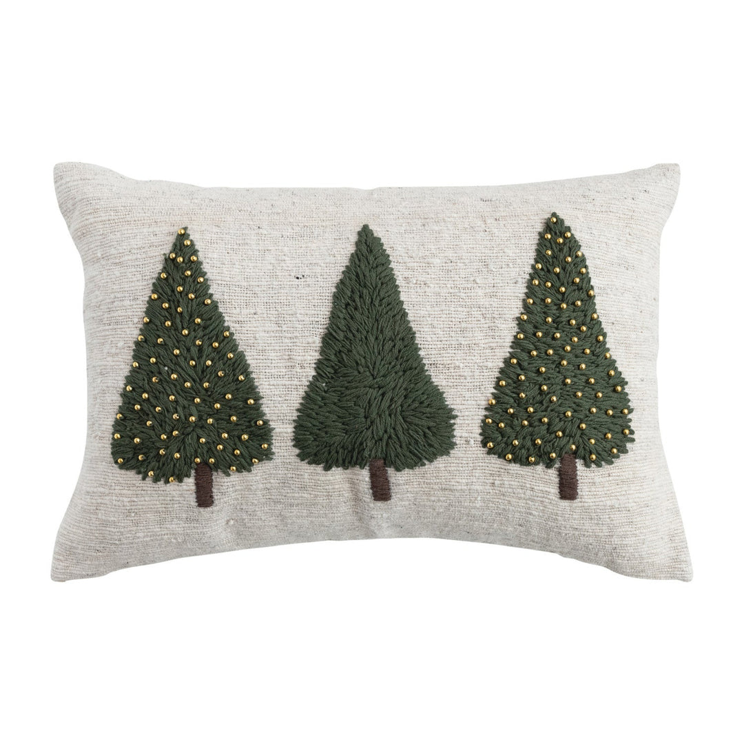Embroidered Gold Pop Trees Pillow