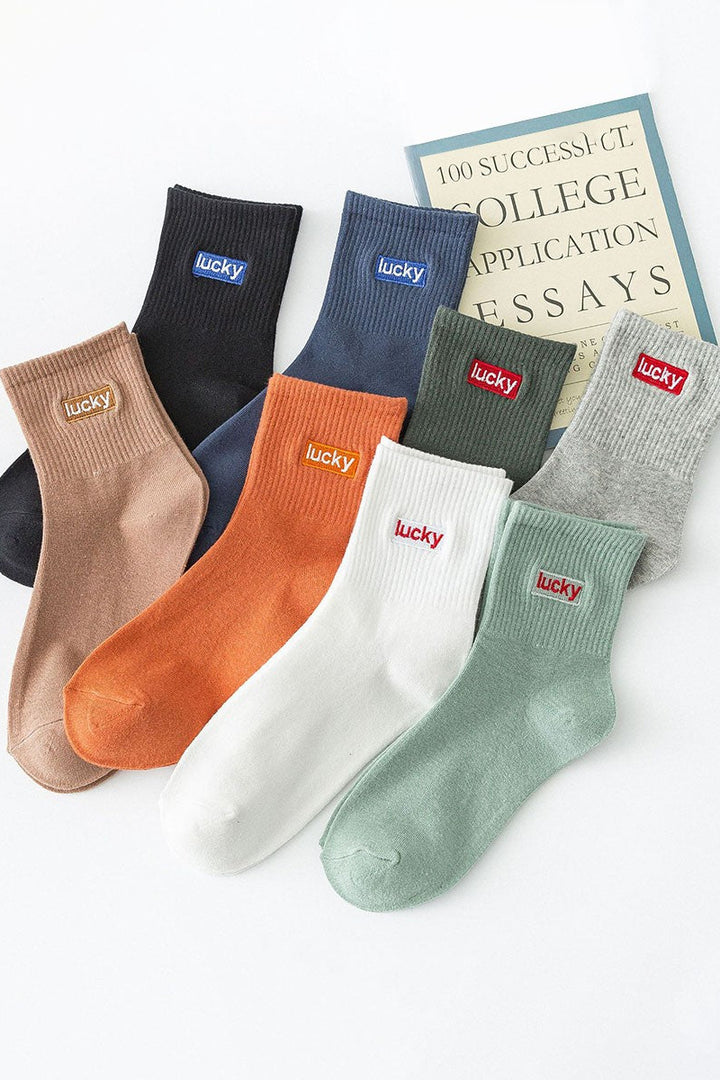 Lucky Embroidered Crew Socks