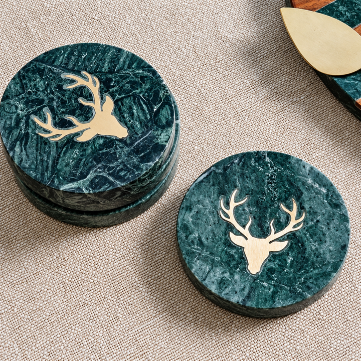Evergreen Lodge Marble Coaster Set