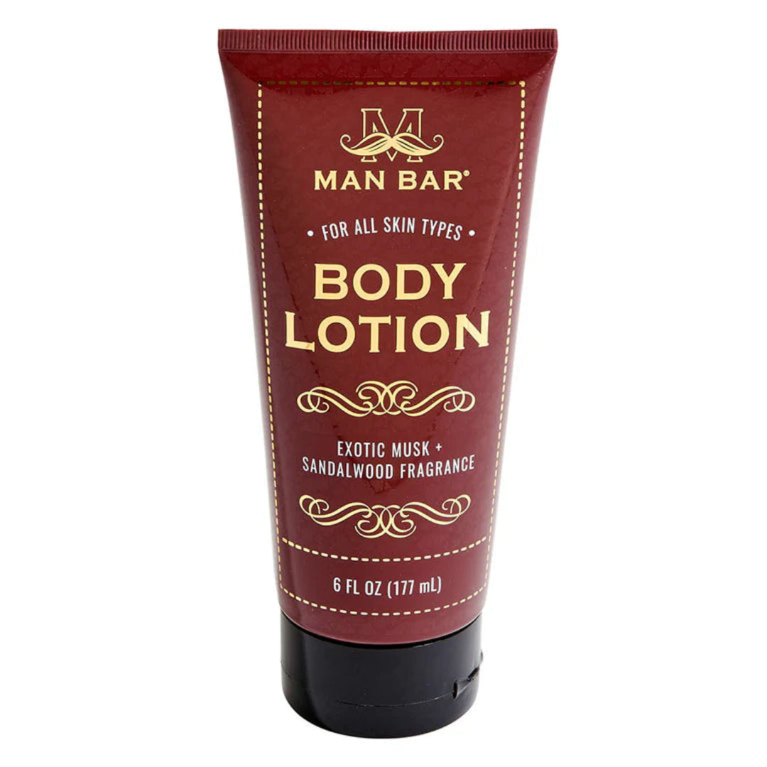 Man Bar body lotion tube on a white background