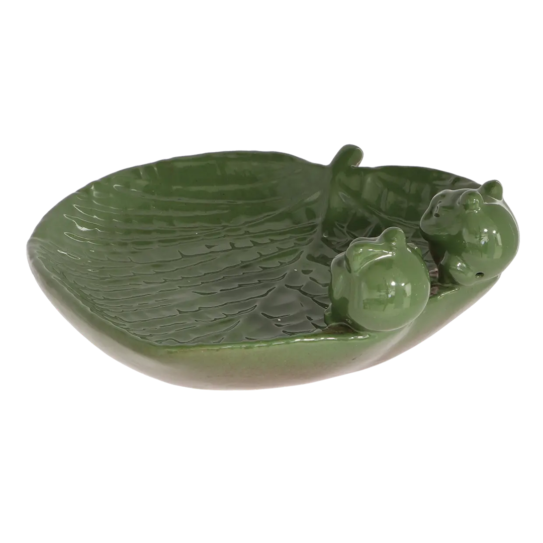 Frog Hangout Leaf Bird Bath