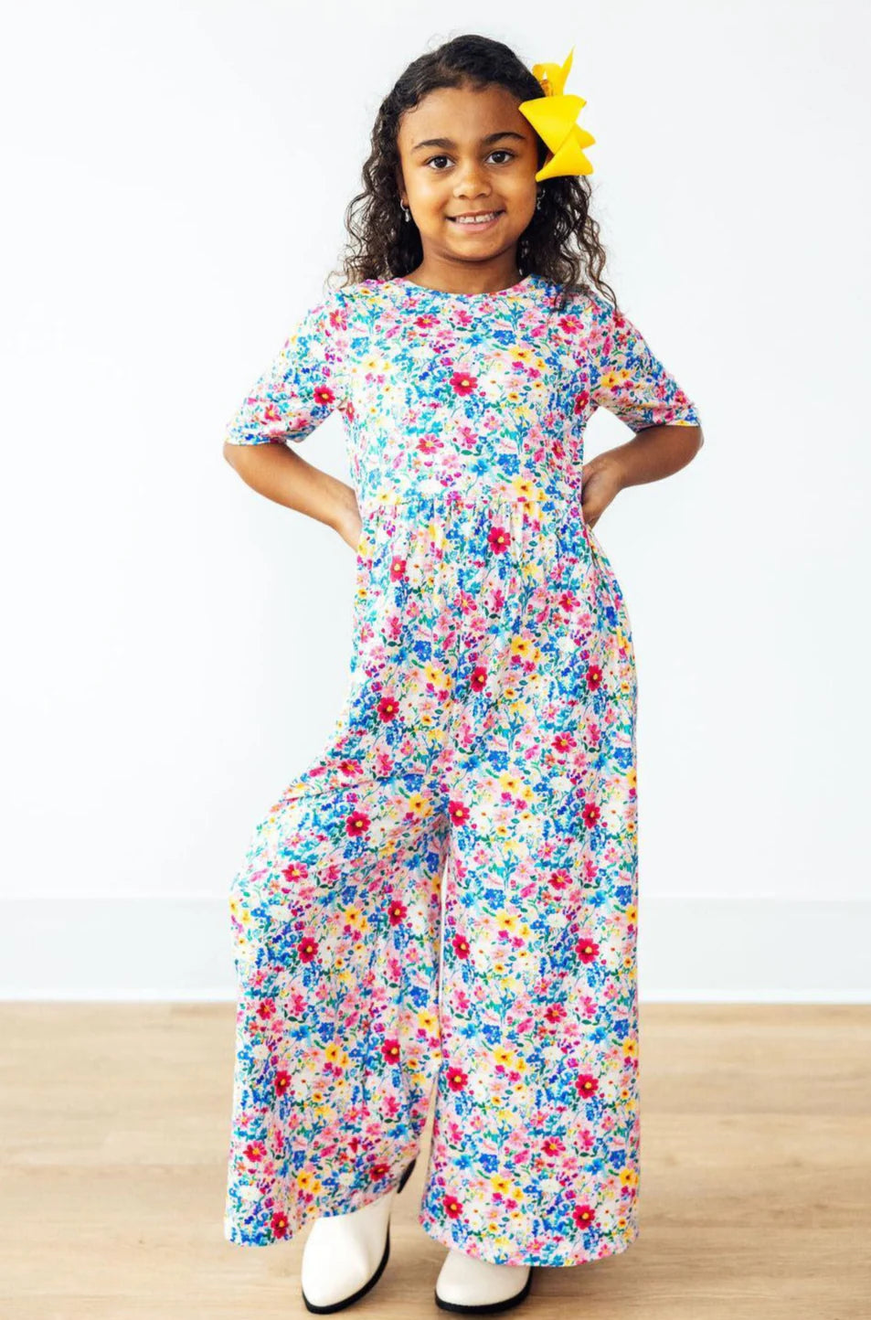 Fluttering Flowers Girl's Wide Leg Jumpsuit