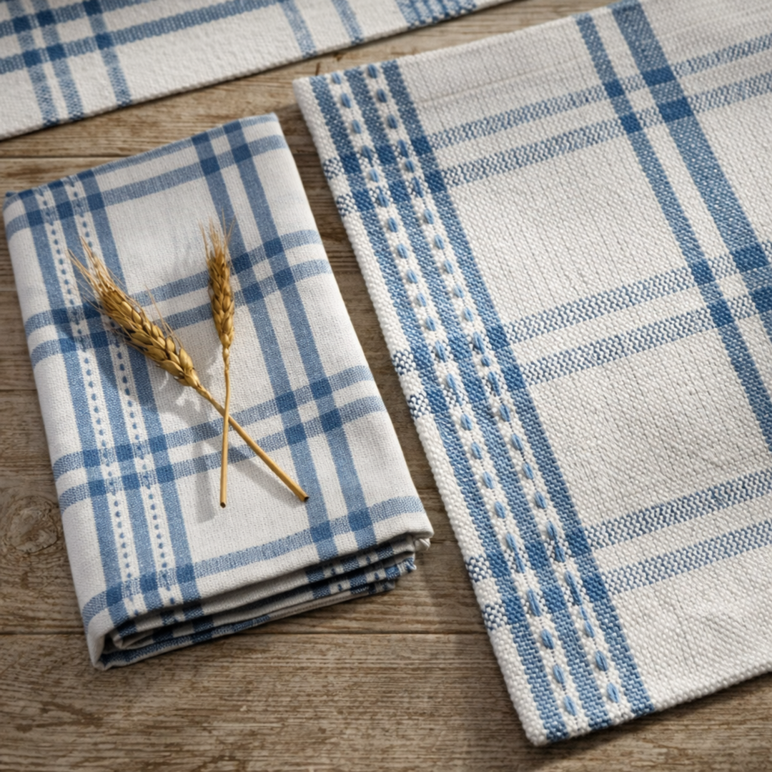 French Farmhouse Napkin with dried wheat stems