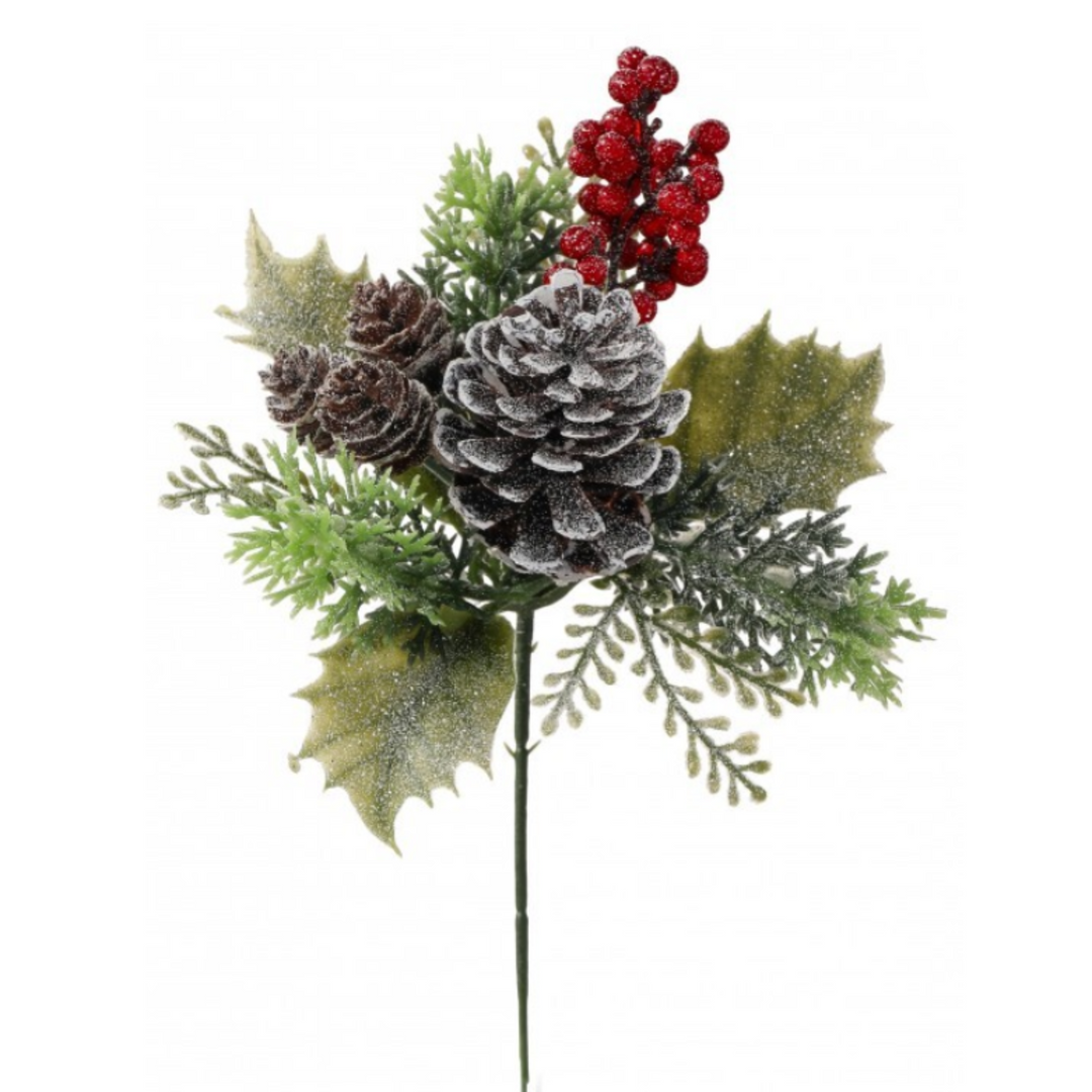 Frosted Berry Pinecone & Holly Pick