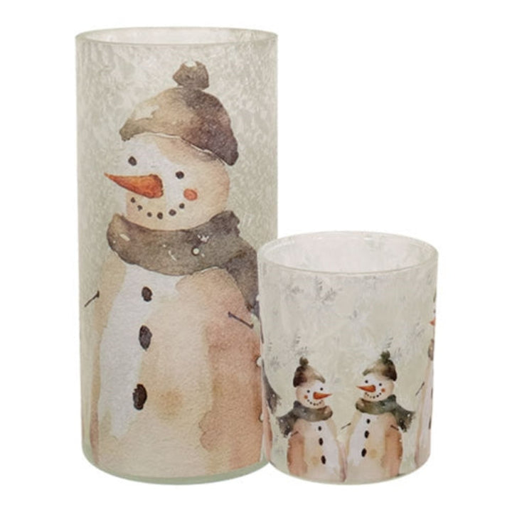 Frosted Snowman Glass Candle Jar