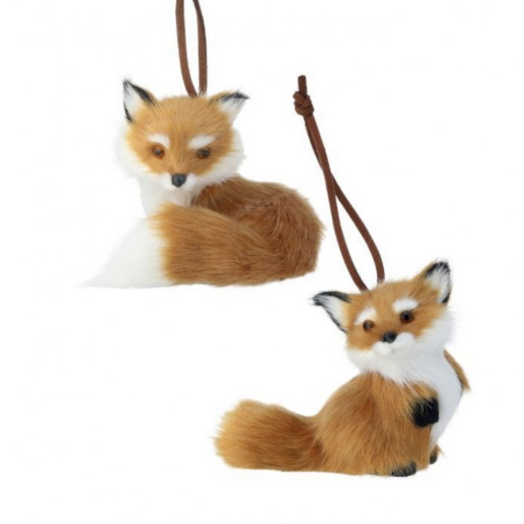 Fur Red Fox Ornament