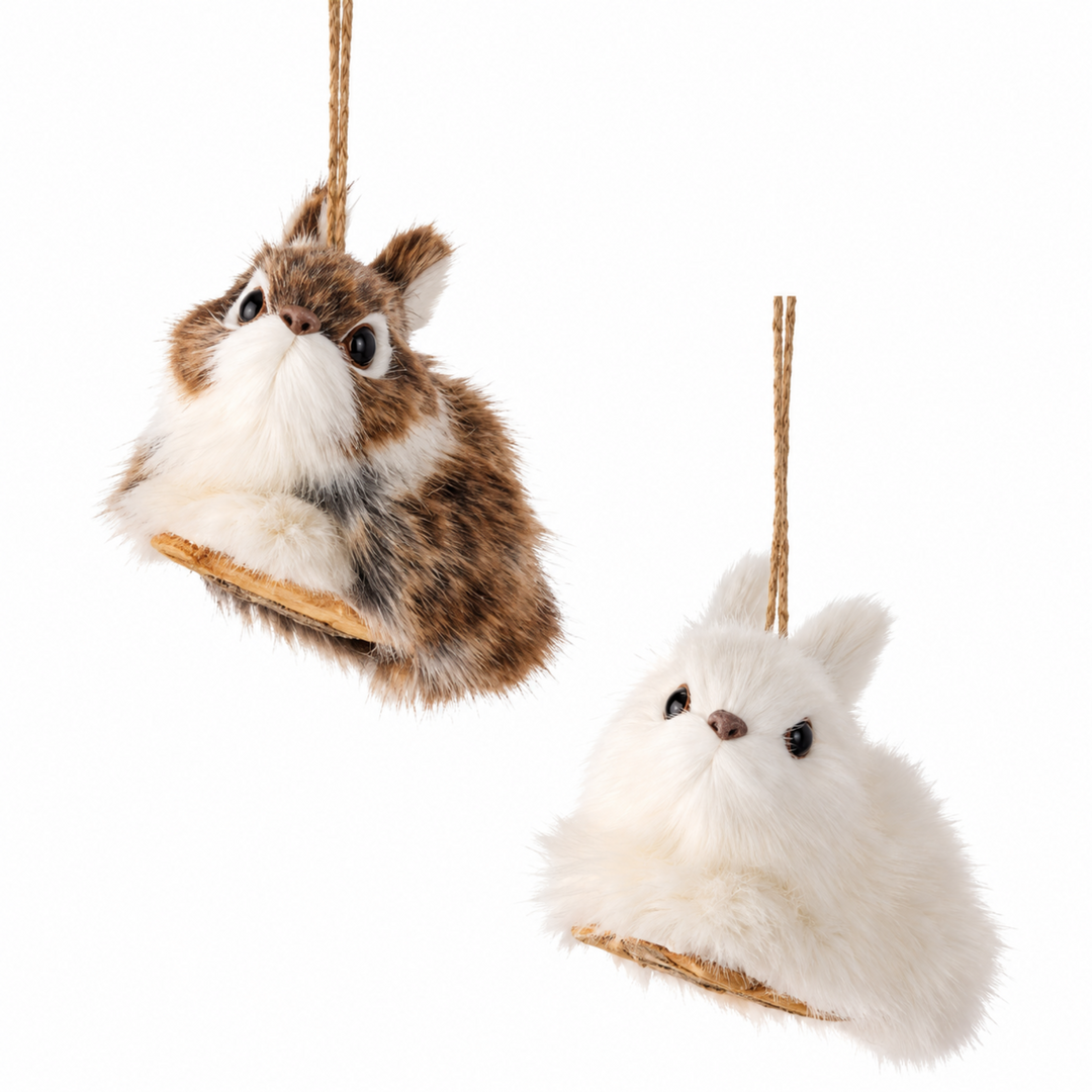 Fur Winter Rabbit Ornament