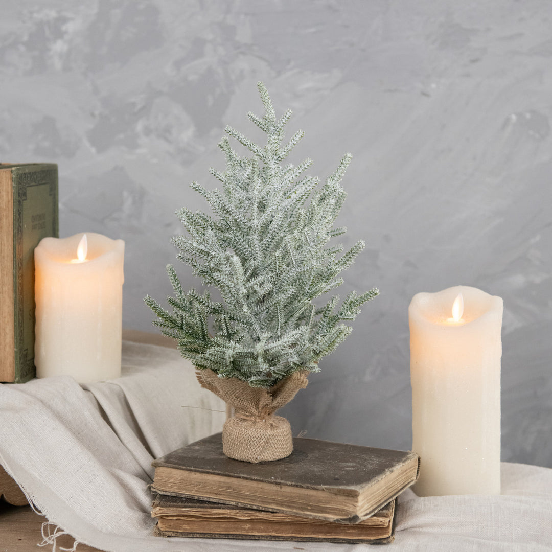 Snowy Burlap Bagged Pine Tree