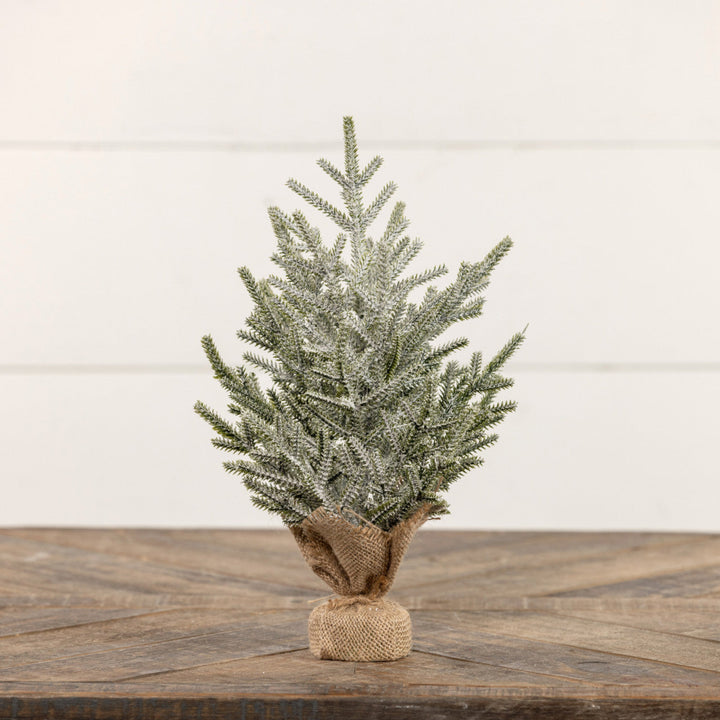 Snowy Burlap Bagged Pine Tree