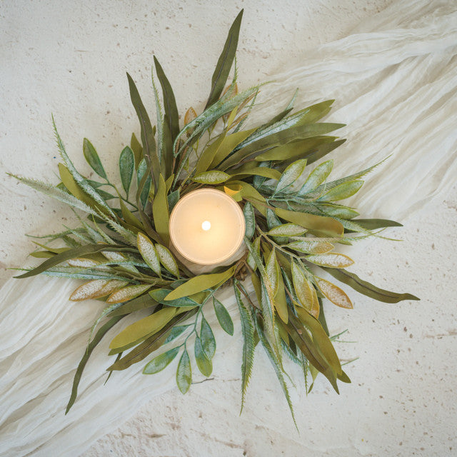 Mixed Leaf Candle Ring