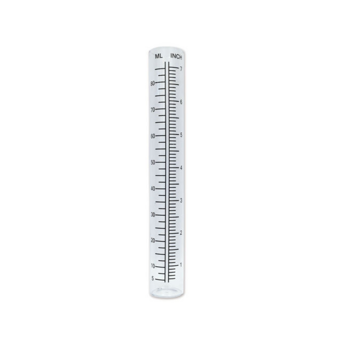 Rain gauge with measurement scale on a white background