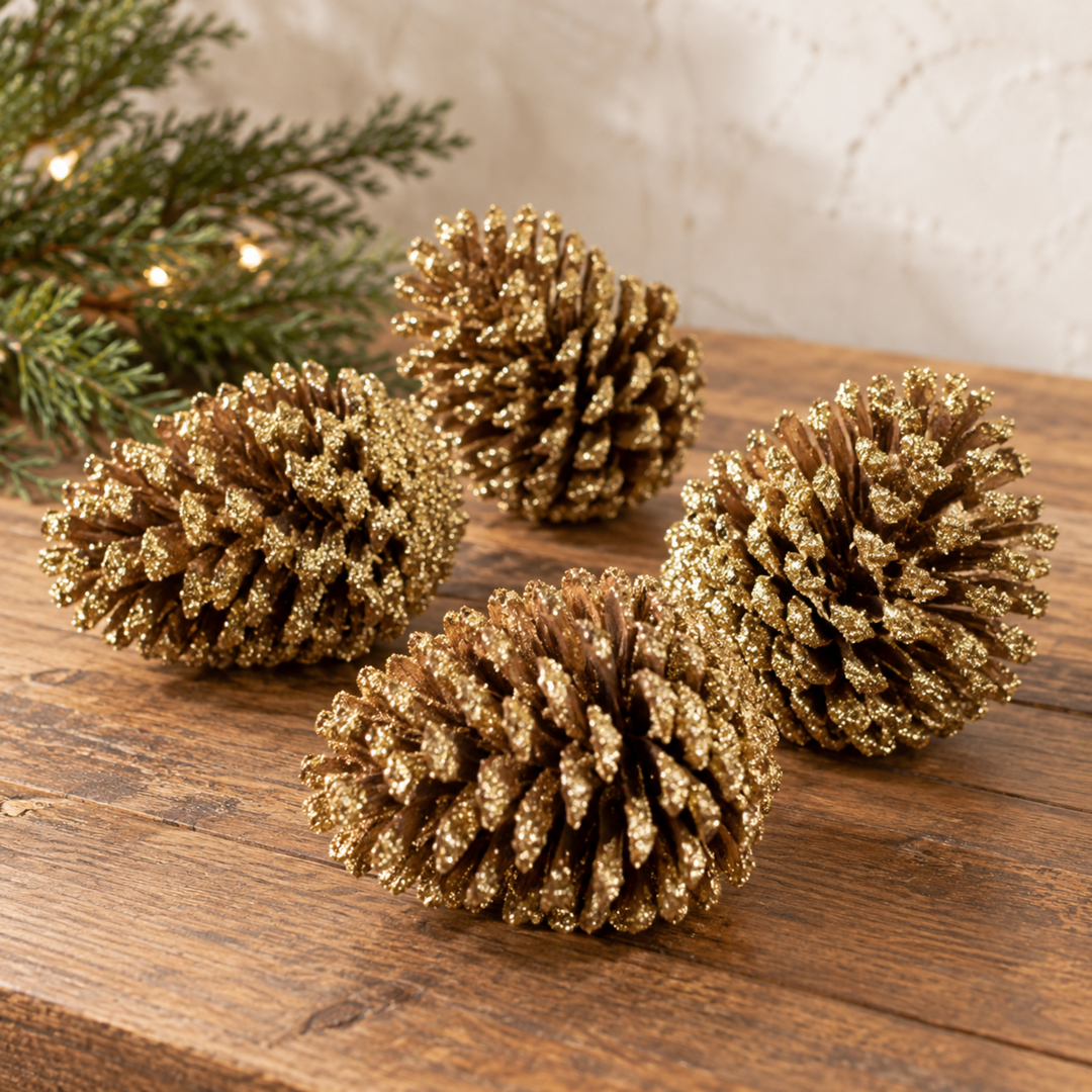 Gold Glittered Pinecone