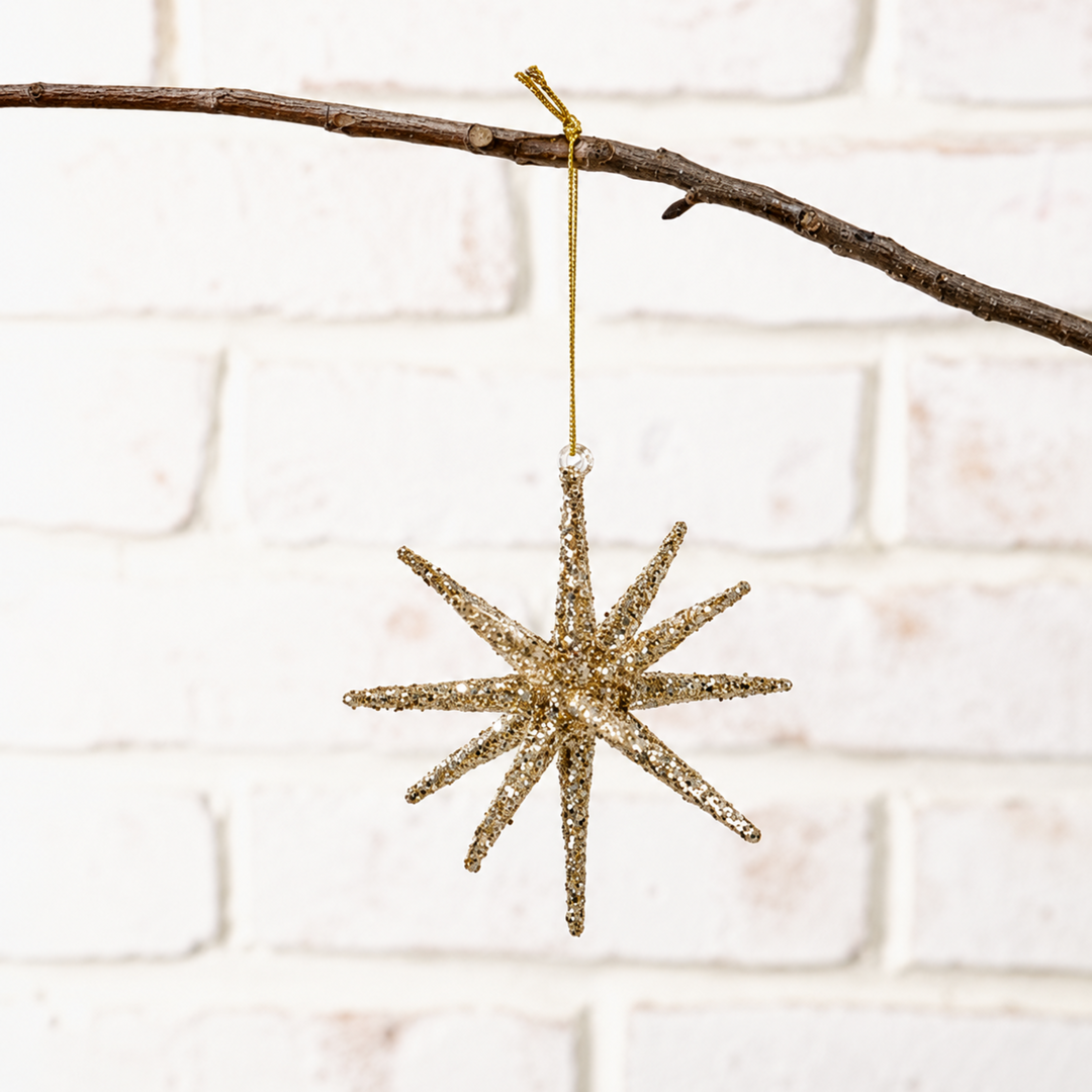 Gold Glittered Star Ornament 