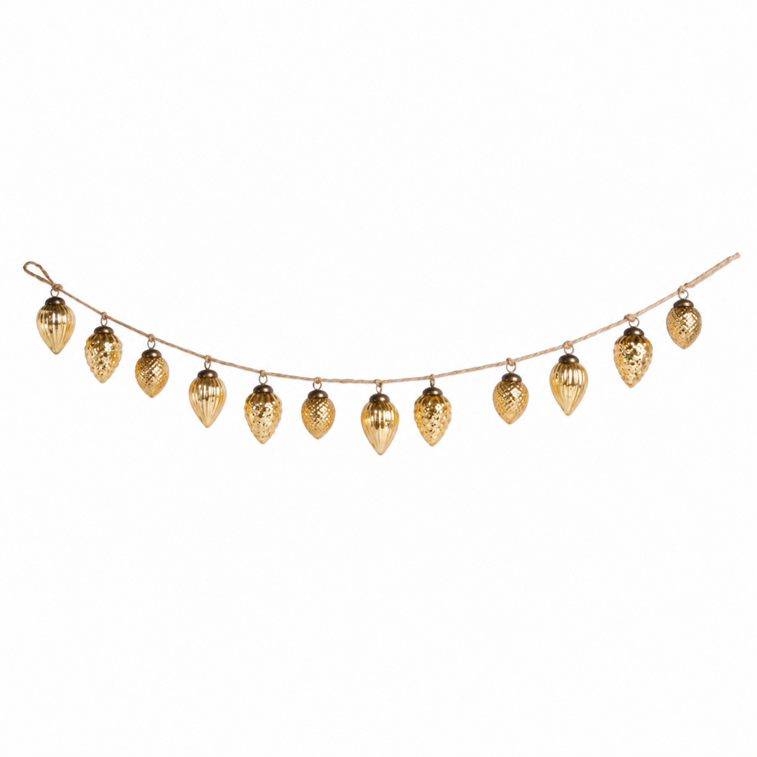 Gold Mercury Glass Acorn Garland
