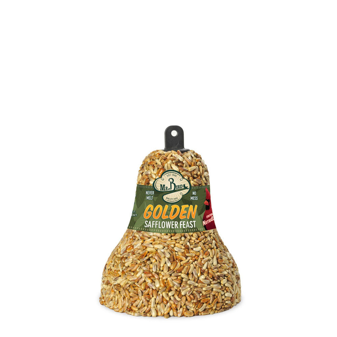 Golden Safflower Bell for birds on white background