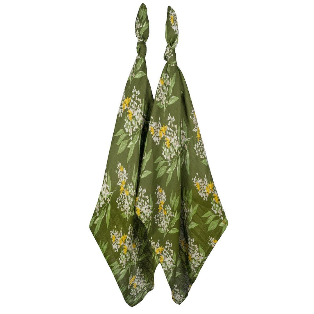 Green Floral Burp Cloth Set