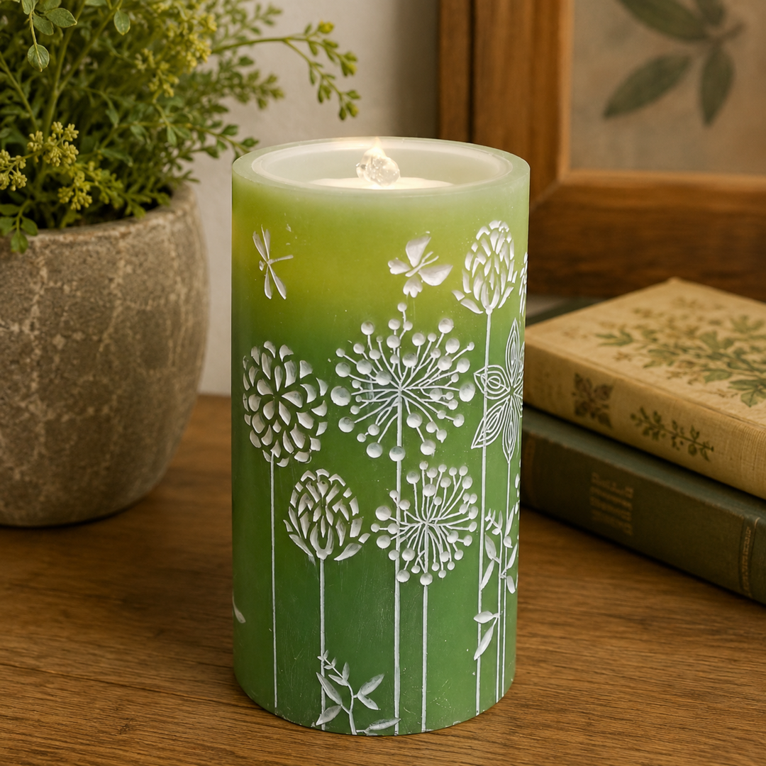 Green Dandelion Fountain Candle
