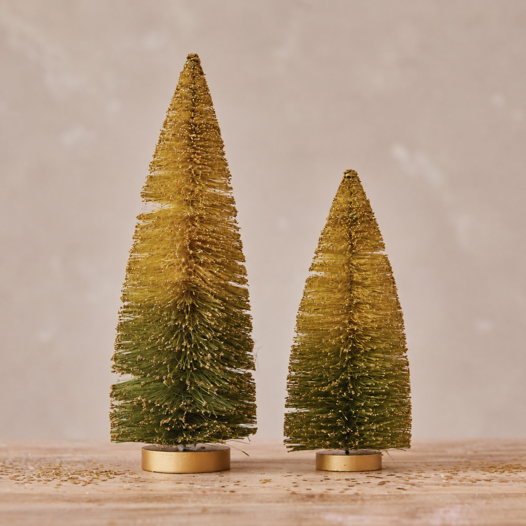 Green Ombre Glitter Bottle Brush Tree