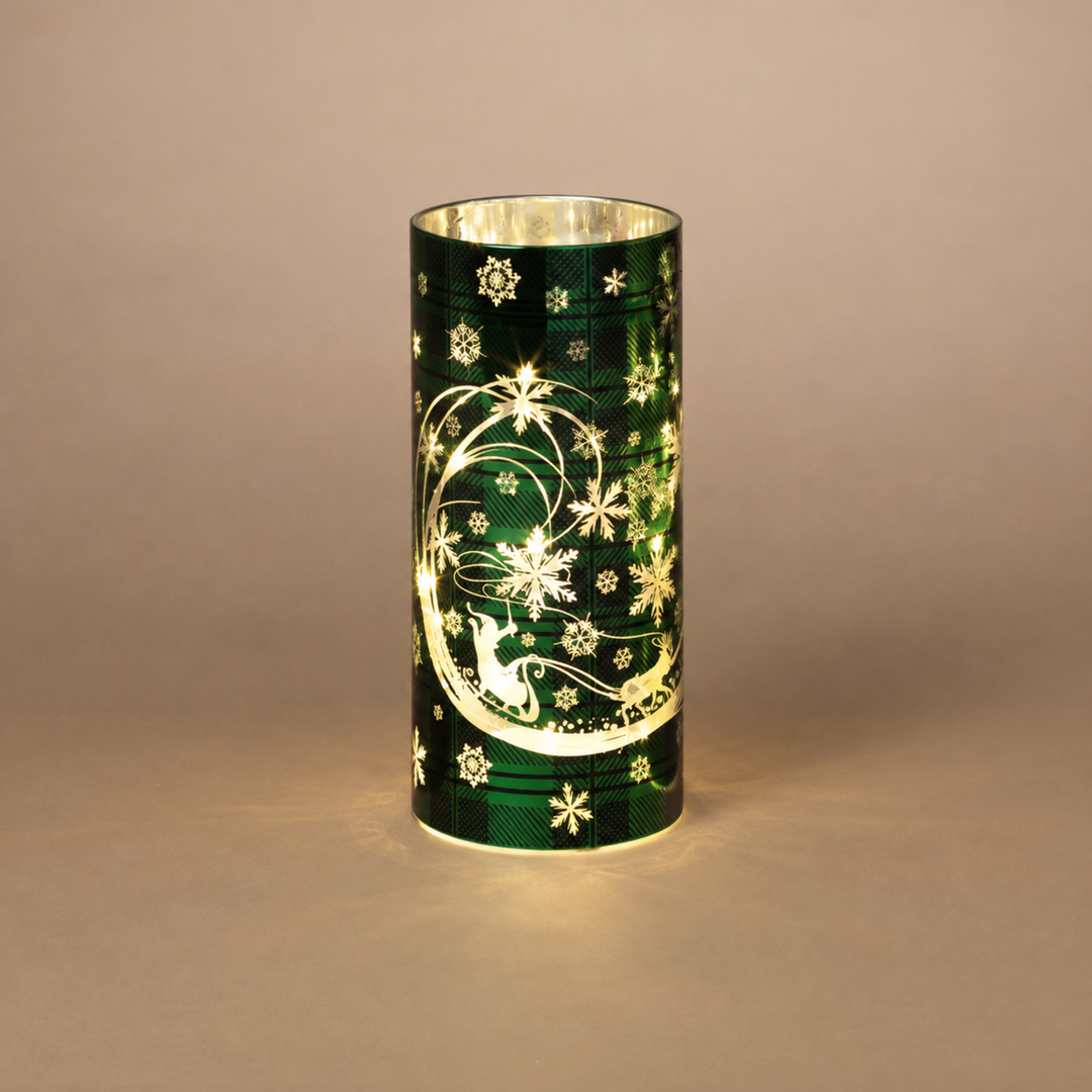 Green Plaid Sleigh Luminary