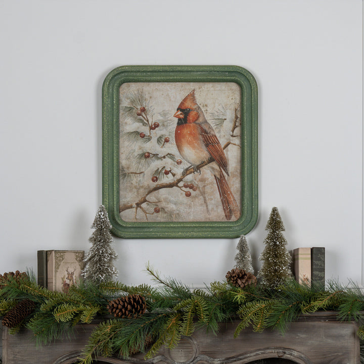 Vintage Look Holiday Cardinal Wall Art