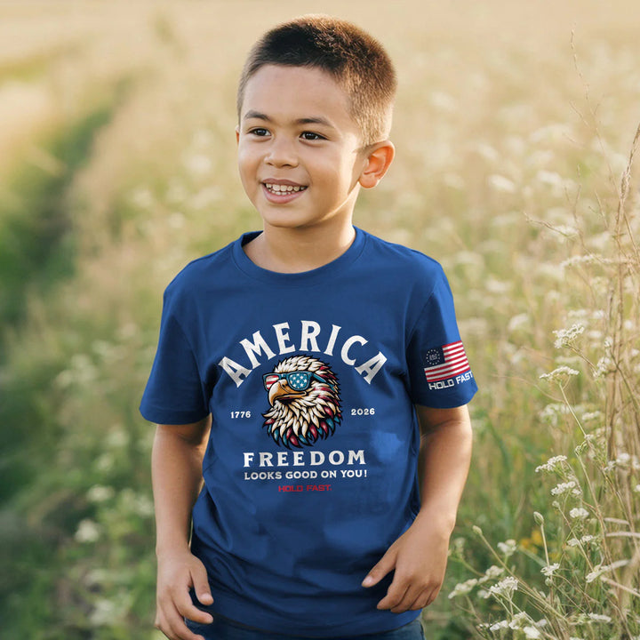Hold Fast Freedom Eagle Blue Kid's Tee
