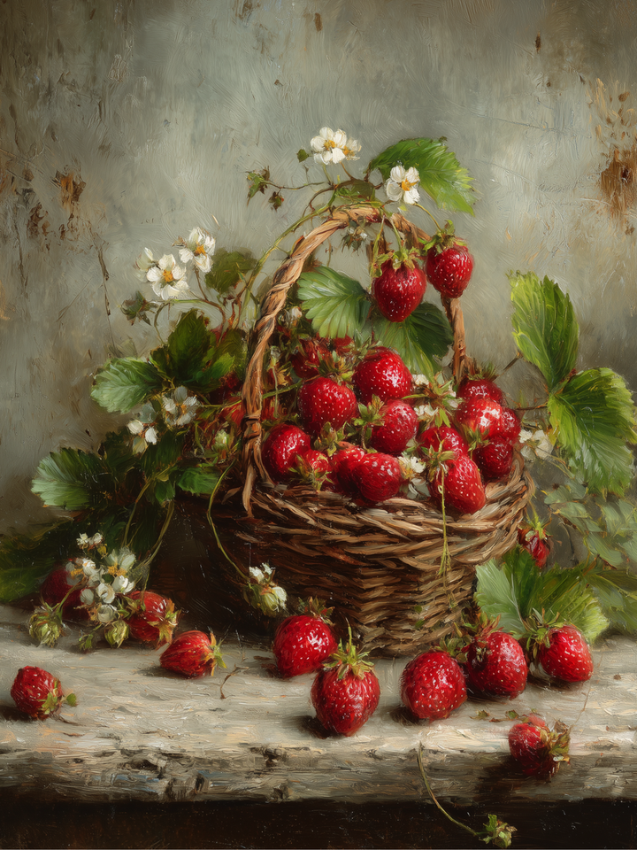 Basket Of Strawberries Block Sign