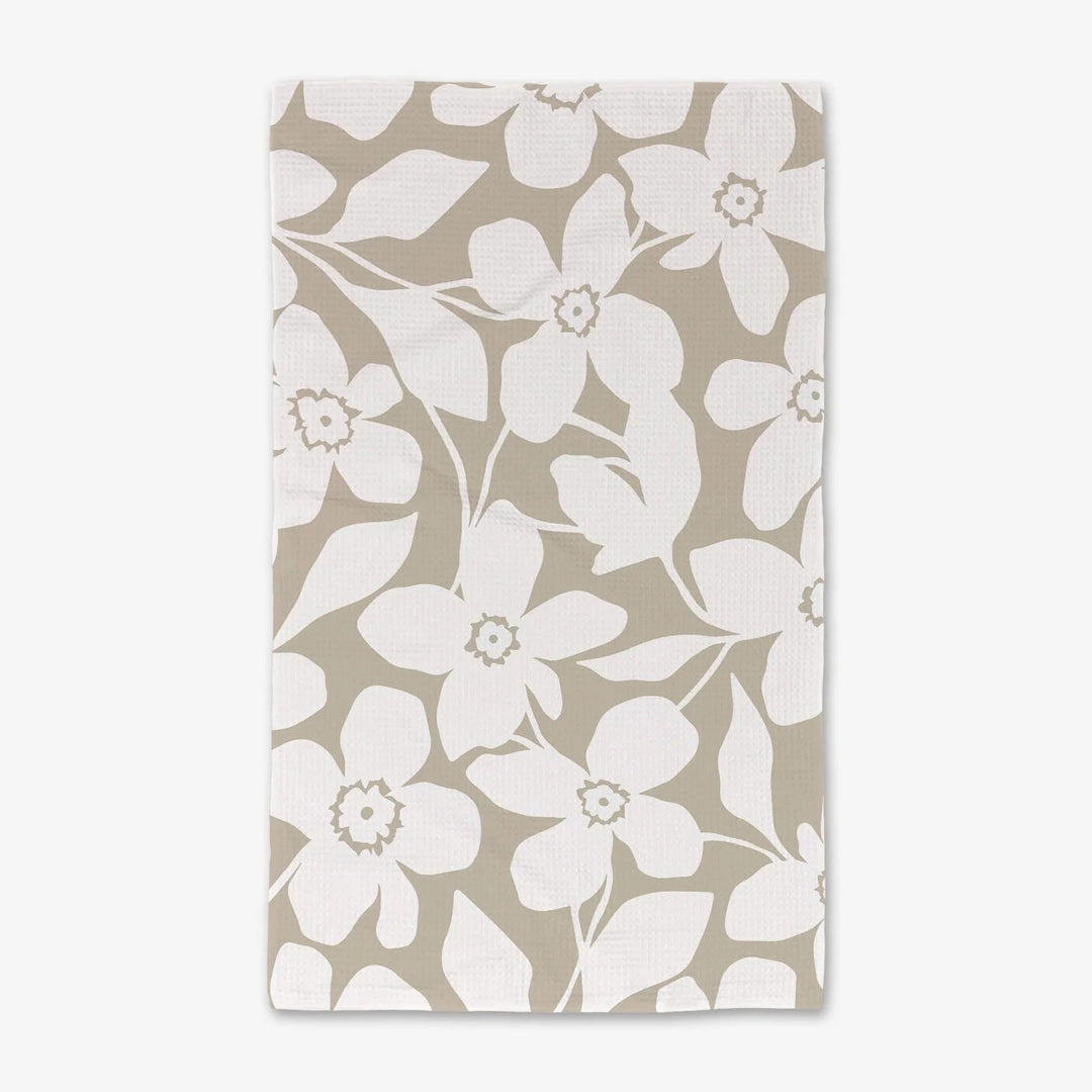 Geometry Big Tan Flowers Hand Towel