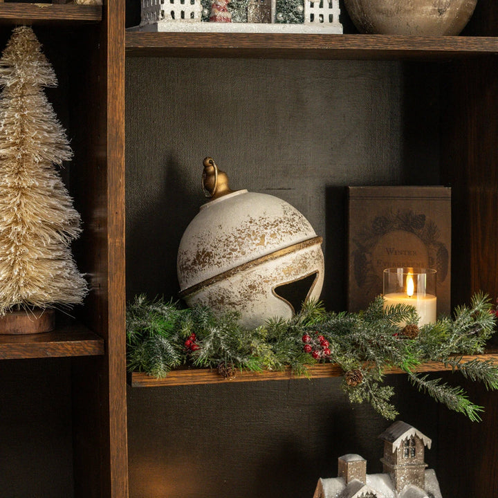 Weathered White & Gold Sleigh Bell