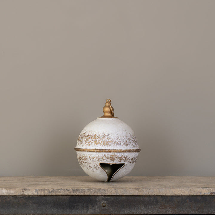 Weathered White & Gold Sleigh Bell