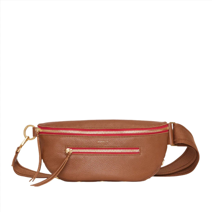 Hammitt Charles Crossbody Med - Mahogany Pebble / Brushed Gold Red Zip